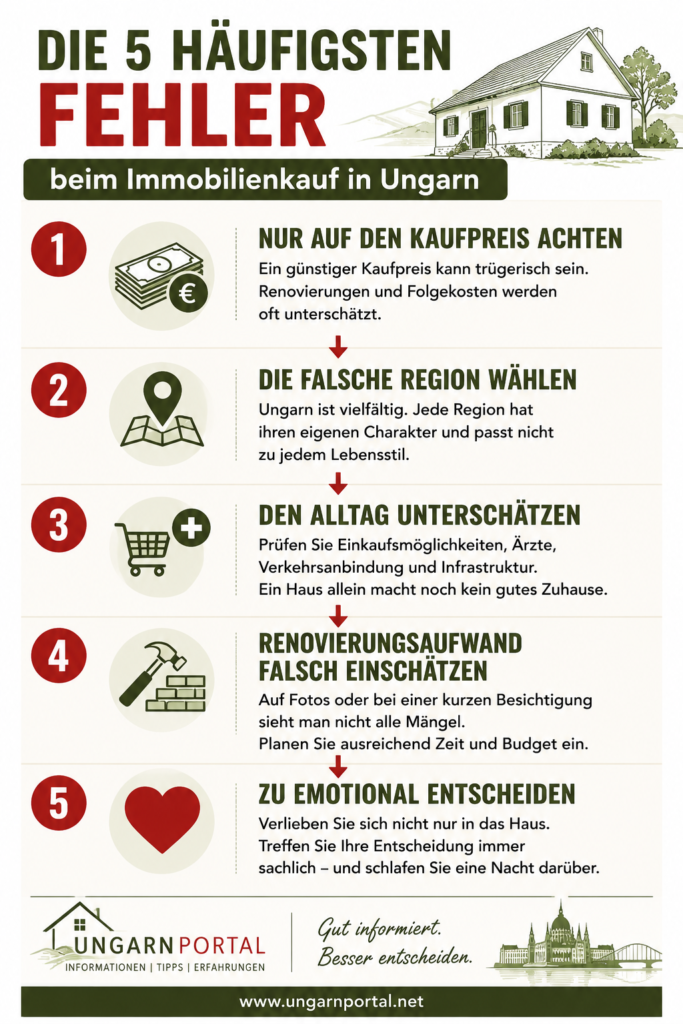 Infografik: Die fünf häufigsten Fehler beim Immobilienkauf in Ungarn